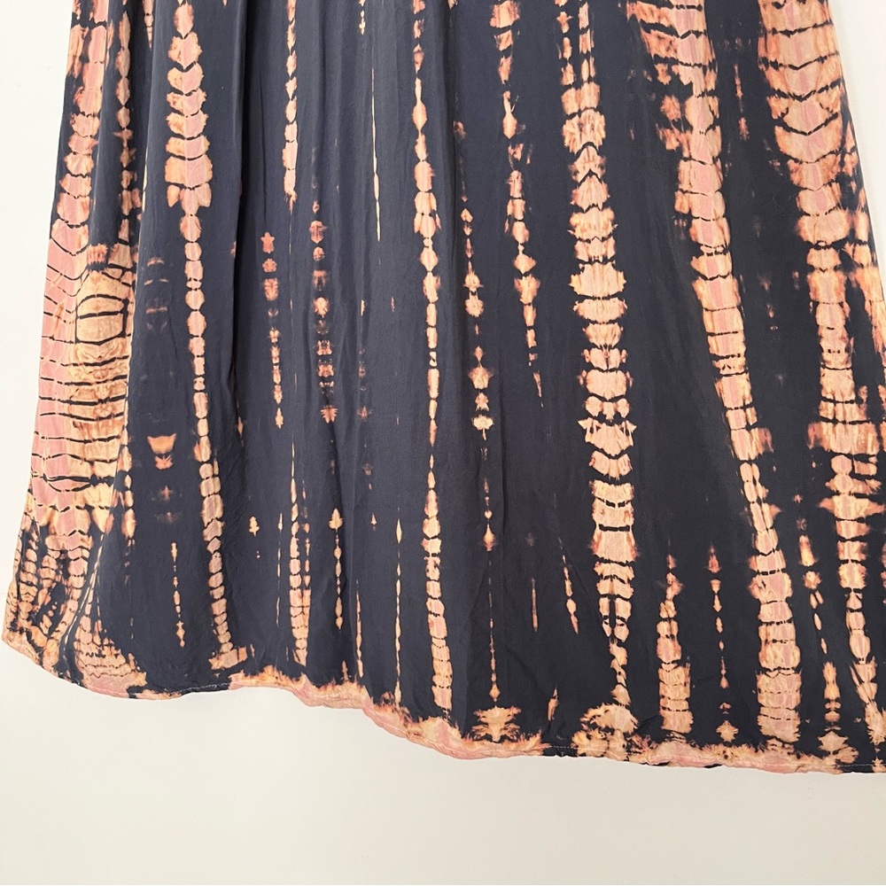 Michael Stars Boho Print Maxi Dress Size M Brown Strappy Tie Dye Hippie Beach - Picture 6 of 9